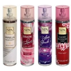 SPA LUXURY Body Mist ASSORTED Scent 7oz. EACH 4PK Bundle