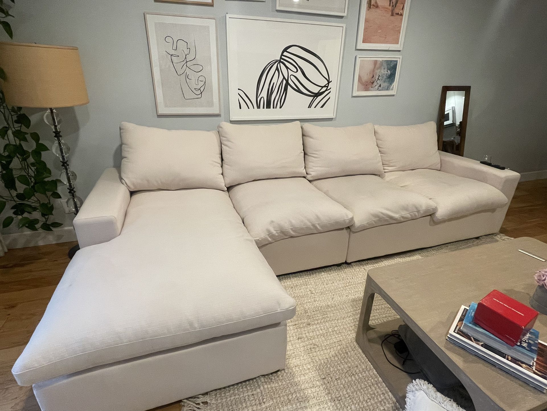 Sectional Couch- Ivory Linen