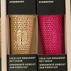 Starbucks Gold and Sangria Keychains