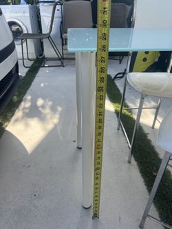 Small metal & glass table & 2 cheers .