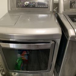 Side-by-Side Washer & Dryer Set with Top Load Washer and Electric Dryer in Graphite Steel