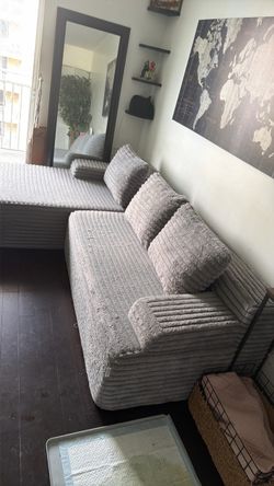 Gray Corduroy Oversized Loveseat Sofa