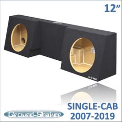 Black 12" Dual Sealed Sub Box, Fits Chevy Silverado & Gmc Sierra Regular-Cab 2007-2019