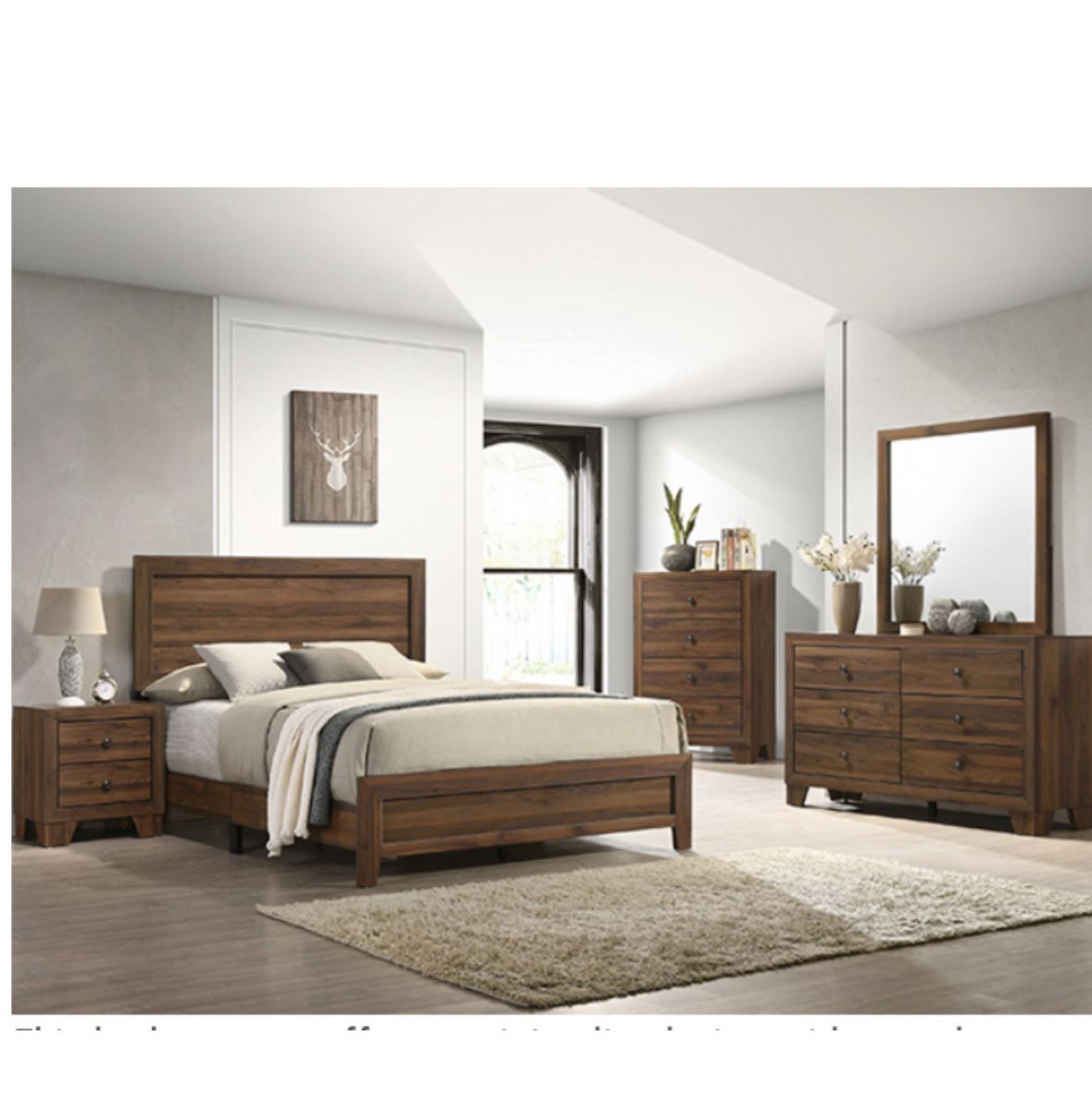 4- Pc Bedroom set Dresser,Mirror  Nightstand (1) Queen size bed frame  Not including Mattress and Box Sp