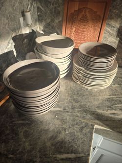 Light/dark gray dish set service for 12