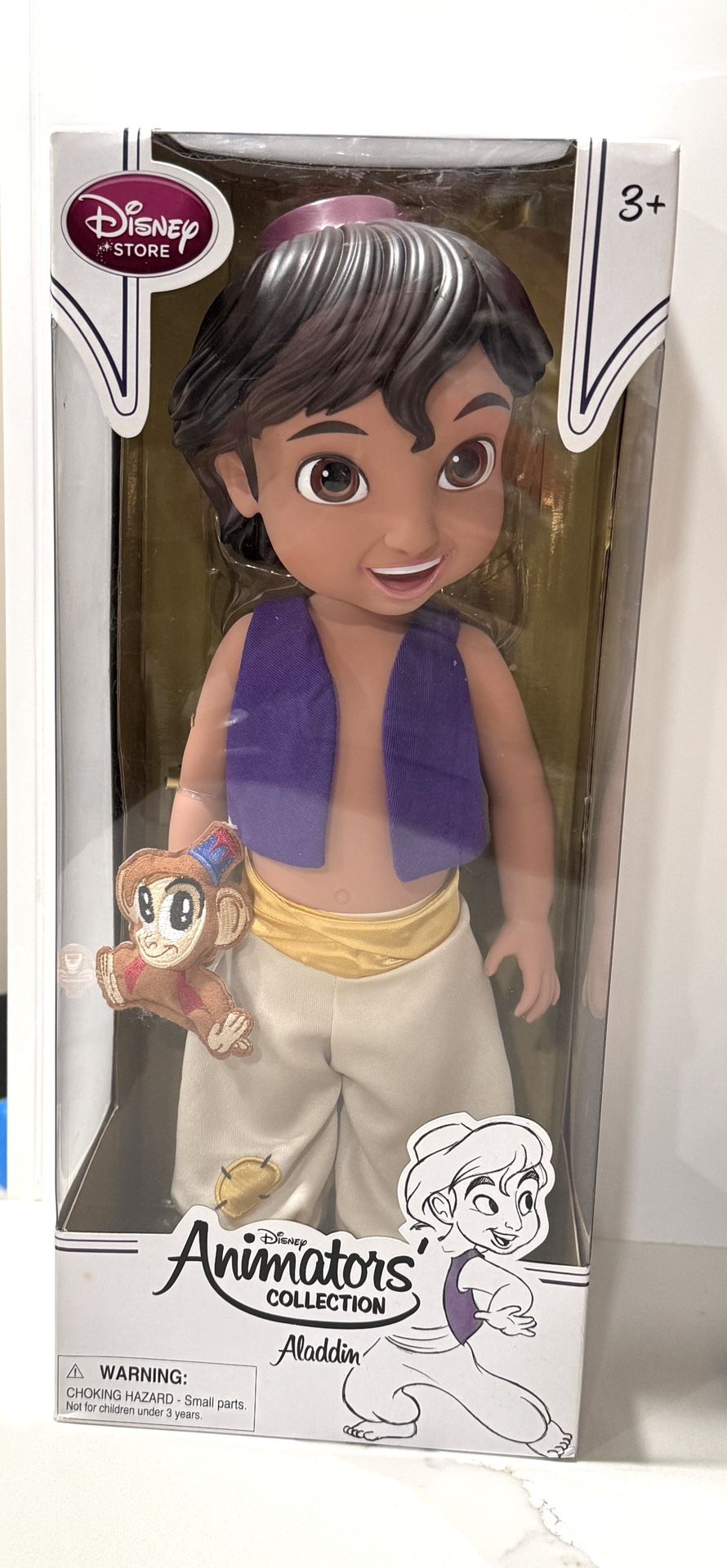Disney Store Animators’ Collection Aladdin Doll with Abu – New in Box