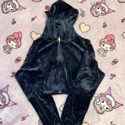 blue velvet hoodie - size L