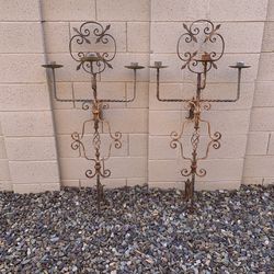 2 Candelabras Hand-made Of Forged Iron - 55”H X 24” Wide