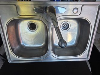 Stainless Steel Double Basin Kitchen Sink with Faucet