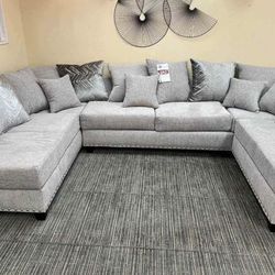 Dove Gray Fabric Sectional With double chaise . Brand New. 