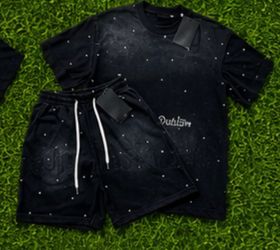 Outlaw Black Studded T-Shirt and Shorts Set