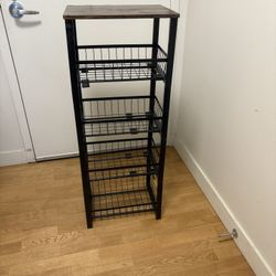 5-Tier Storage Rack With Wooden Tabletop.