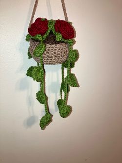 Handmade crochet hanging plant pot