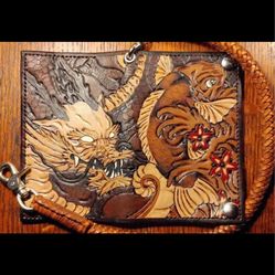 New handmade tooled leather bifold wallet