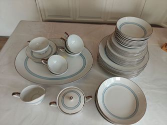 Mikasa set, beautiful white -blue and silver