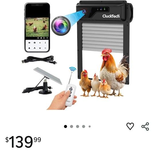 Automatic Chicken Coop Door - with 1080p Camera - Solar Powered - 5000mAh Battery - App Remote Control and Opener with Timer - Auto Open/Close - Heavy