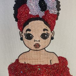 Hand Crafted canvas with rhinestone 