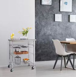 Seville Classics Stainless Steel Top Rolling Kitchen Cart / Utility Table (SHE18323B)