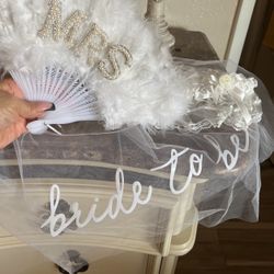 Bride to be veil, Gardner and Mrs feather fan