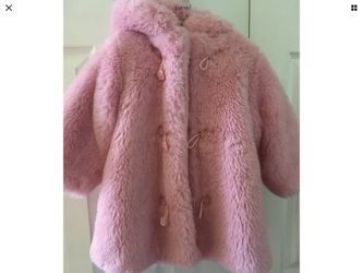 The Children's Place Pink Fuzzy Fur Hooded Winter Special Occasion Dress Coat Size 24 months.