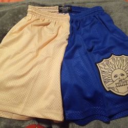 SOME SLIGHT CLOTHING Men's Two-Tone  Mesh Shorts With Sun Patch