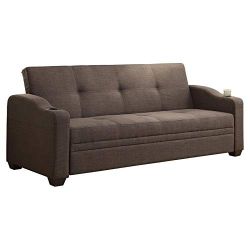 Brand New Gray Line Or Brown Faux Leather Sofa Bed With Cup Holders (83"×43" When Flat)