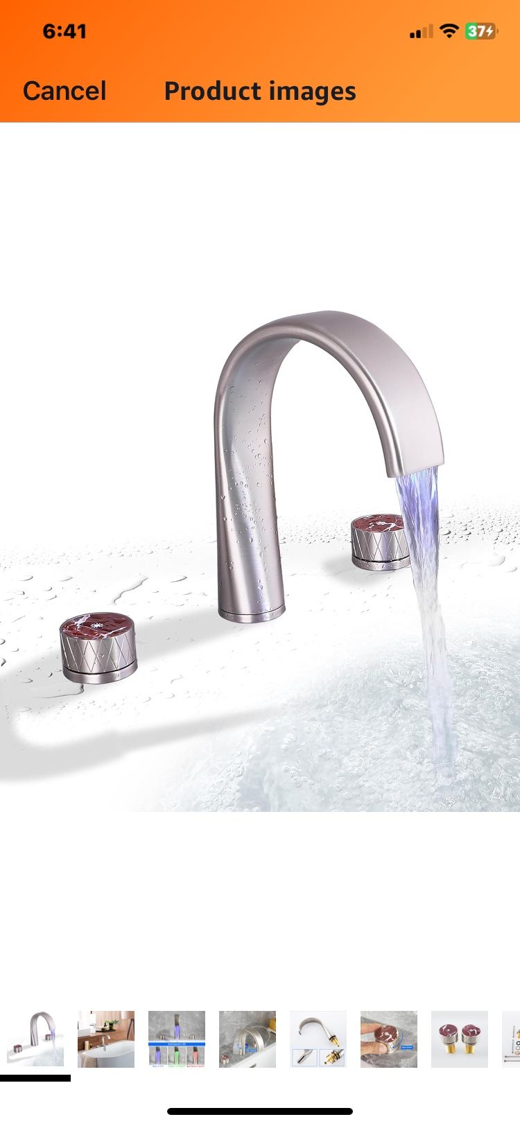 NEW 3 HOLE HIGH FLOW DECK MOUNT WATERFALL BATHTUB FAUCET LED LIGHT