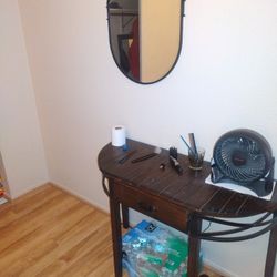 One Queen Size Bed With Mattress And Spring Box , 2 End Table , One Dresser With Small Smart TV 