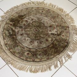 Round Sage Green & Beige Rug