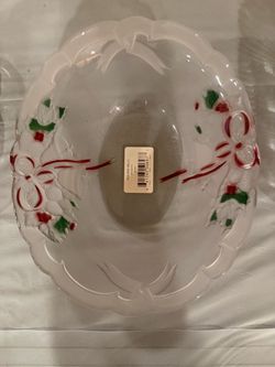 Vintage Celebrations  Mikasa Glass Holiday Bells Oval Bowl 9” WY558/721  Made In Japan