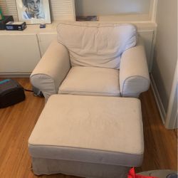 White Chair with ottoman (has Storage) 