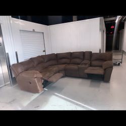 Brown sectional couch