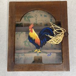 Rustic Wooden Wall Cabinet with Rooster – Farmhouse Decor