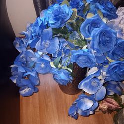 Blue Flowers With Vase 