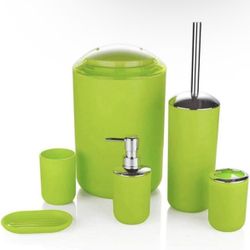 Bathroom Accessories Set 6 Piece - Trash Can, Toothbrush Holder, Toothbrush Cup, Soap Dispenser, Soap Dish, Toilet Brush Holder - Modern Bathroom Deco