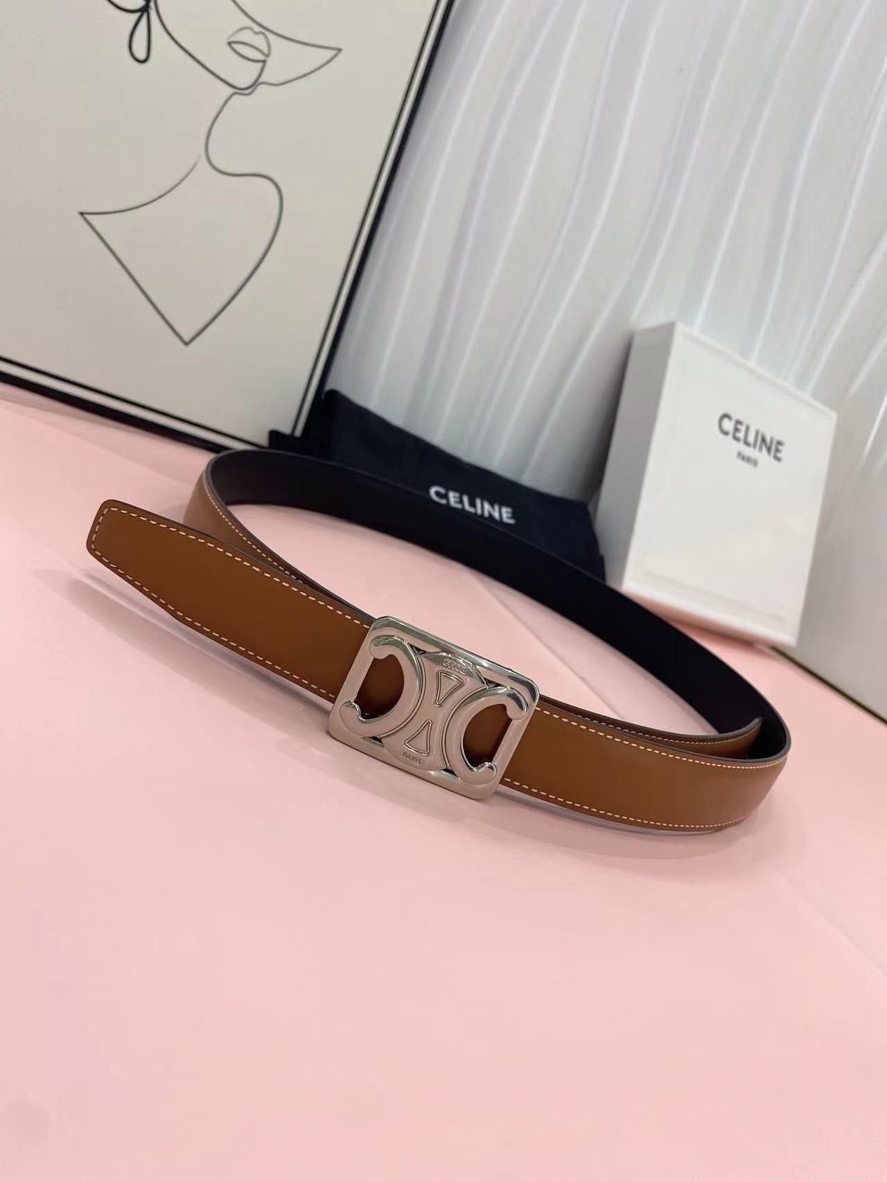Celine Medium Reversible Framed Triomphe Belt