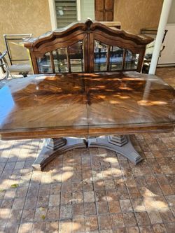 Dining Room Set With 6 Chairs, Hutch And Drawers