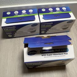 3 box Cleanis CAREBAG COMMODE PAIL LINERS with SUPER ABSORBENT PADS ，3 X20 