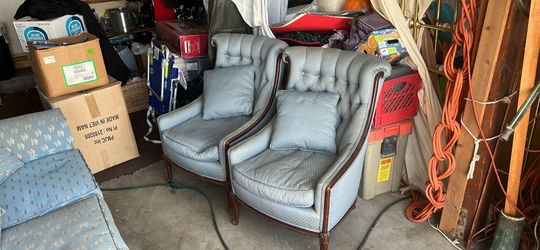 Pair of Vintage Tufted Wingback Armchairs