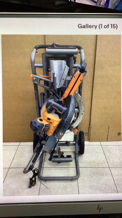 Ridgid R4222 15 Amp corded 12 in Dual bevel sliding miter as Ac9946 stand