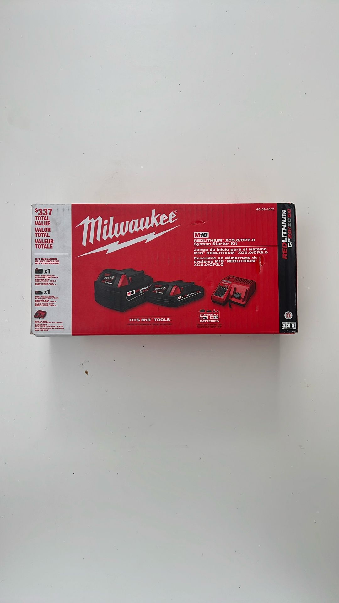 Milwaukee M18 Starter Kit – XC5.0 & CP2.0 Batteries + Charger