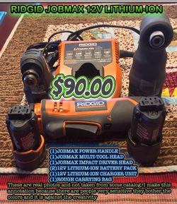 RIDGID 12V JOBMAX WITH 2 WORK HEADS IMPACT DRIVER HEAD MULTI TOOL HEAD 2 12V LITHIUM ION BATTERIES 12V CHARGER UNIT ROUGHLY CARRYING HANDLE BAG for Sale in Vallejo CA OfferUp
