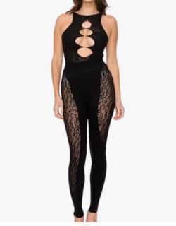 Women's sleeveless mesh jumpsuit