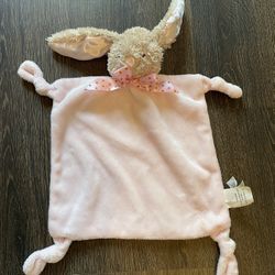 DanDee BUNNY Rabbit Baby Lovey Pink Knotted Corners Security Blanket Rattle