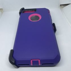 For iPhone 7 Plus / 8 Plus Purple With Pink Full Cover Case With Belt Clíp