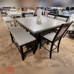 6 - Pieces Black & gray Fabric Dining Set