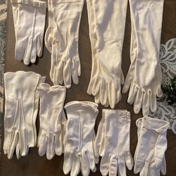 9 Pair of Ladies Vintage Gloves. Different Styles including Opera Length. 1950’s