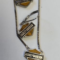 Harley Davidson Necklace & Earring Set