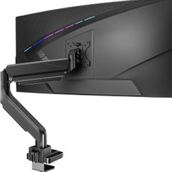 WALI Ultrawide Monitor Arm for 13 to 49 Inch Heavy Duty Curved Screens, Holds 33 Lbs, Adjustable Gas Spring Single Monitor Desk Mount with C-Clamp, Gr