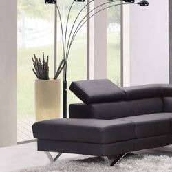 Modern Metal Floor Lamp with 5 Adjustable Arch Arms, Black 